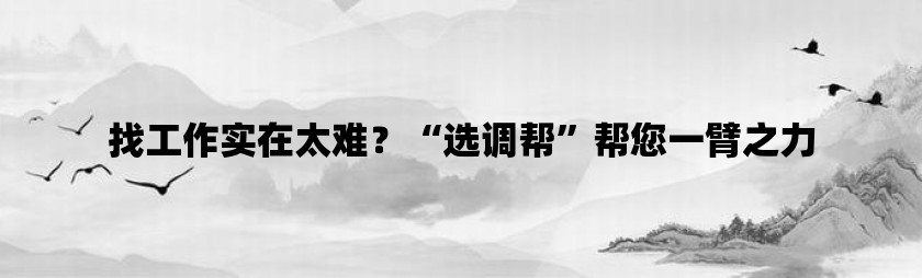 找工作实在太难？“选调帮”帮您一臂之力