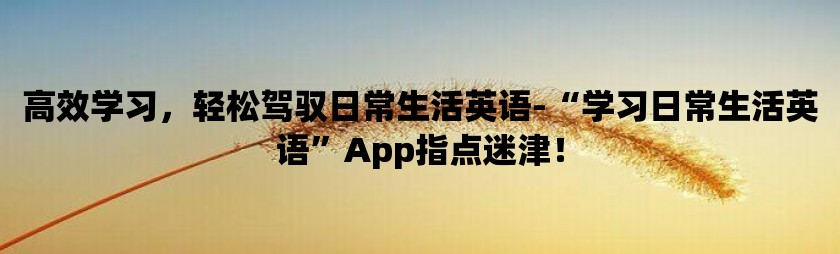 高效学习，轻松驾驭日常生活英语-“学习日常生活英语”app指点迷津！