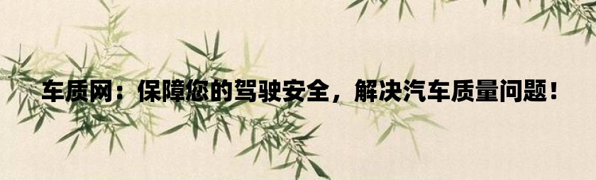 车质网：保障您的驾驶安全，解决汽车质量问题！