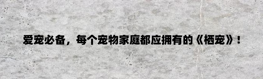 爱宠必备，每个宠物家庭都应拥有的《栖宠》！