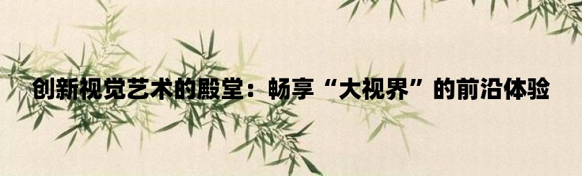 创新视觉艺术的殿堂：畅享“大视界”的前沿体验