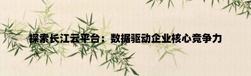 探索长江云平台：数据驱动企业核心竞争力