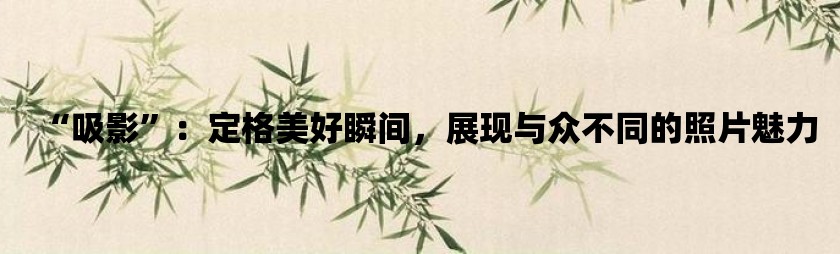 “吸影”：定格美好瞬间，展现与众不同的照片魅力