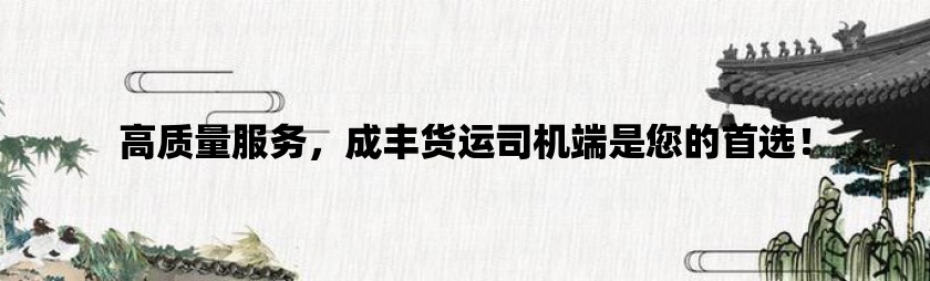 高质量服务，成丰货运司机端是您的首选！