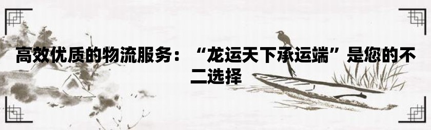 高效优质的物流服务：“龙运天下承运端”是您的不二选择