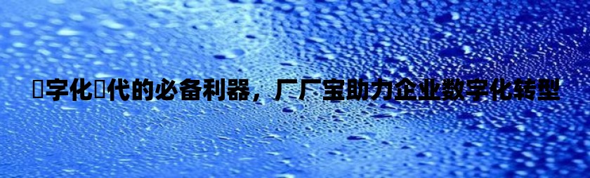 數字化時代的必备利器，厂厂宝助力企业数字化转型