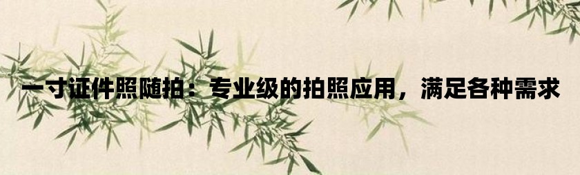 一寸证件照随拍：专业级的拍照应用，满足各种需求