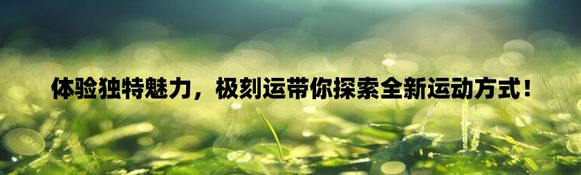 体验独特魅力，极刻运带你探索全新运动方式！