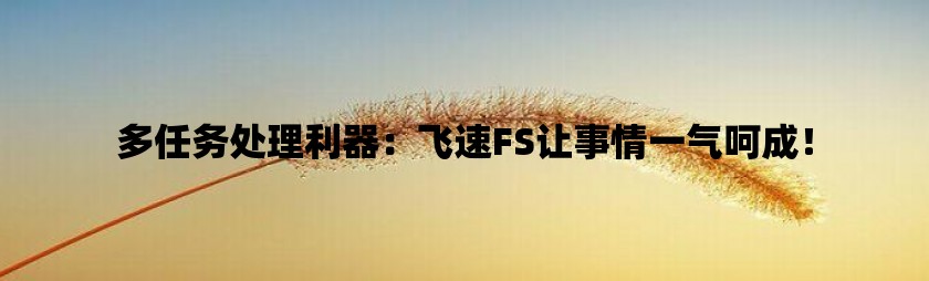 多任务处理利器：飞速fs让事情一气呵成！