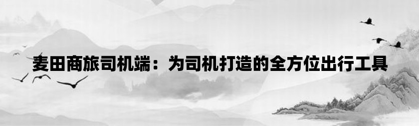 麦田商旅司机端：为司机打造的全方位出行工具