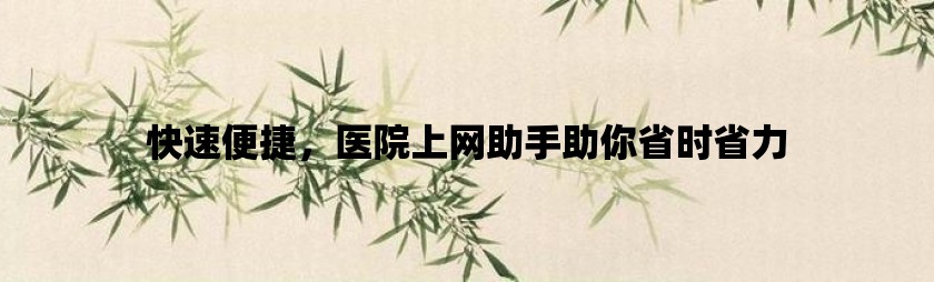 快速便捷，医院上网助手助你省时省力